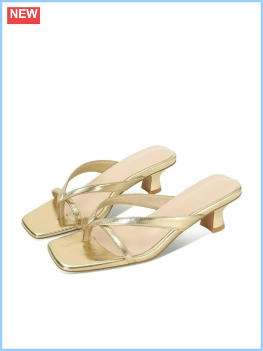 Kitten Heel Flip Flop Sandals Faux Leather Strappy Mule Slides Open Toe